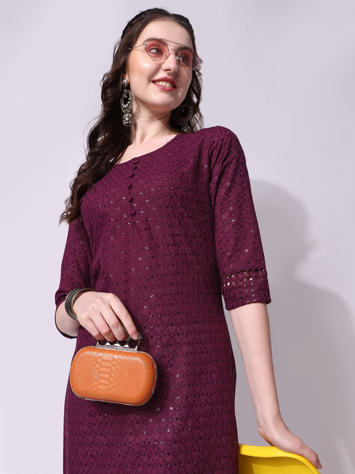 Embroidered Kurta With Pant, Multicolor - Hiral Fashion | Grocsy