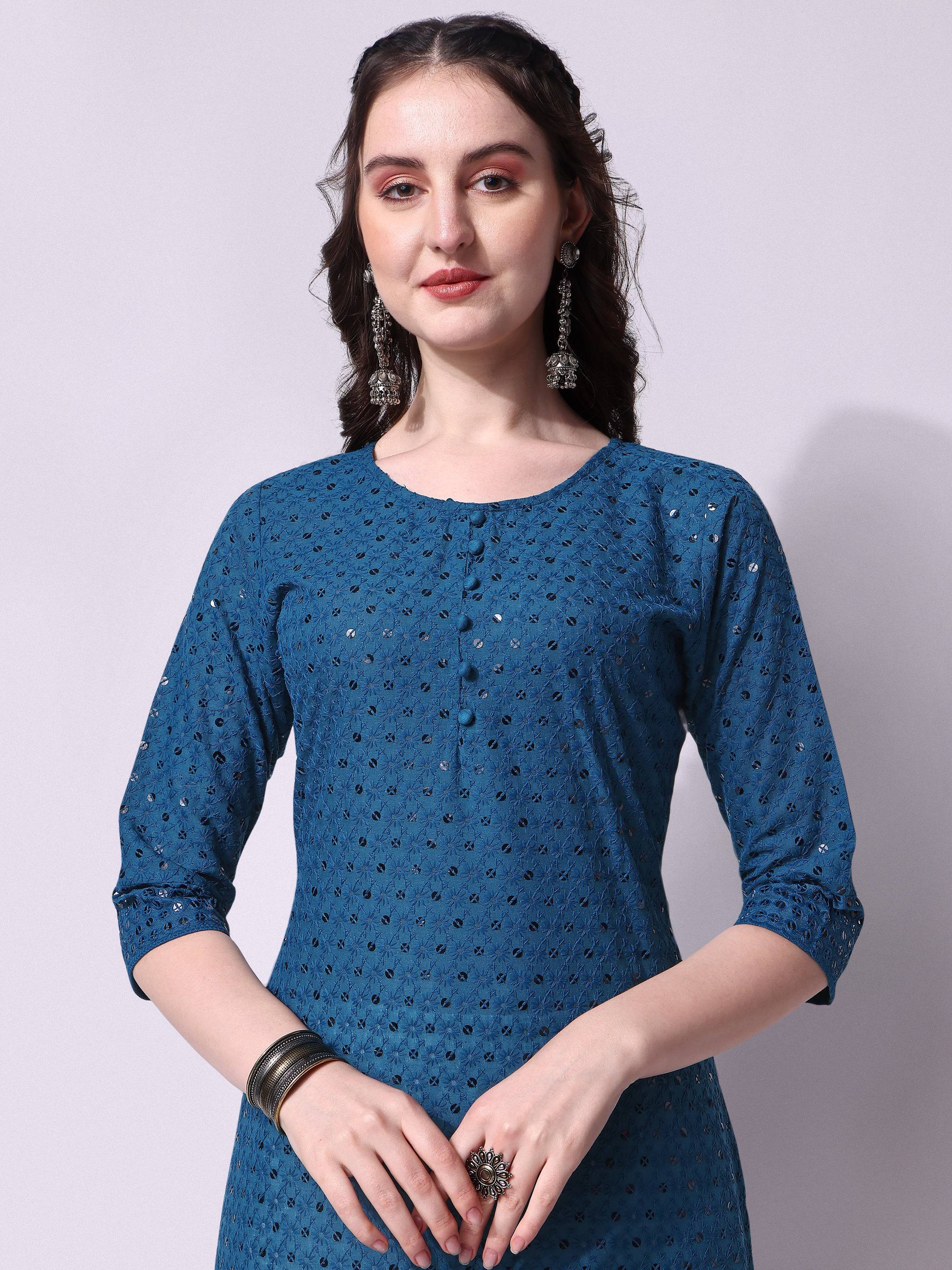 Embroidered Kurta With Pant, Multicolor - Hiral Fashion | Grocsy