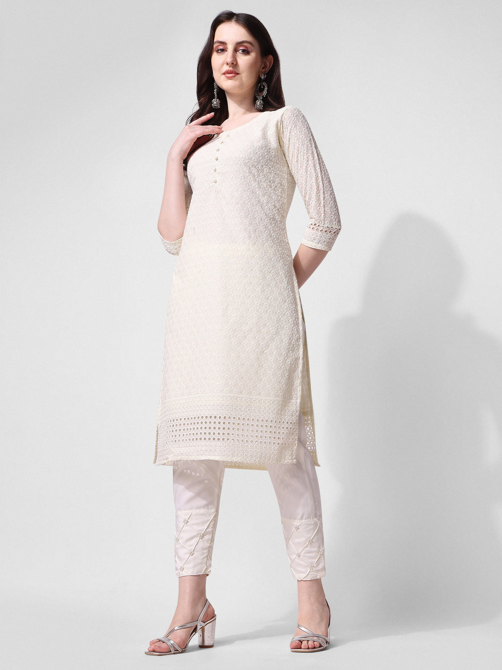 Embroidered Kurta With Pant, Multicolor - Hiral Fashion | Grocsy