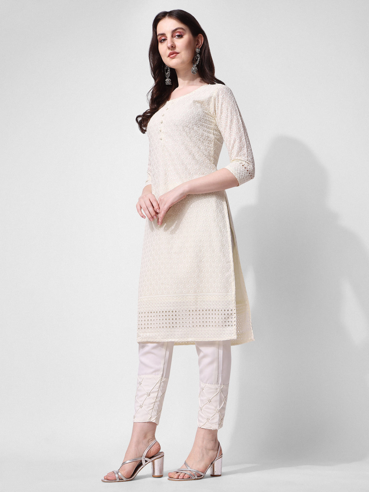 Embroidered Kurta With Pant, Multicolor - Hiral Fashion | Grocsy