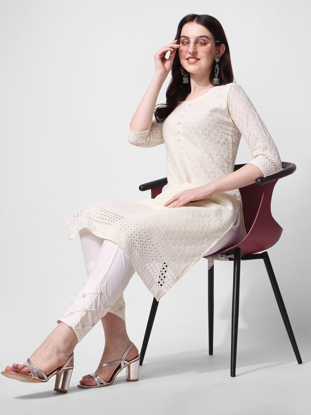 Embroidered Kurta With Pant, Multicolor - Hiral Fashion | Grocsy