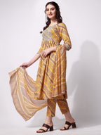 Nayra Cut Embroidered Kurta With Pant And Dupatta Set, Multicolor - Hiral Fashion | Grocsy