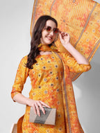 Printed & Embroidered Kurta With Pant & Dupatta Set, Multicolor - Hiral Fashion | Grocsy
