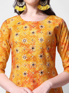 Printed & Embroidered Kurta With Pant & Dupatta Set, Multicolor - Hiral Fashion | Grocsy