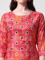 Printed & Embroidered Kurta With Pant & Dupatta Set, Multicolor - Hiral Fashion | Grocsy