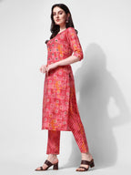 Printed & Embroidered Kurta With Pant & Dupatta Set, Multicolor - Hiral Fashion | Grocsy
