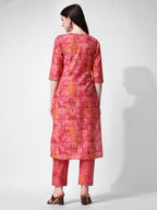 Printed & Embroidered Kurta With Pant & Dupatta Set, Multicolor - Hiral Fashion | Grocsy