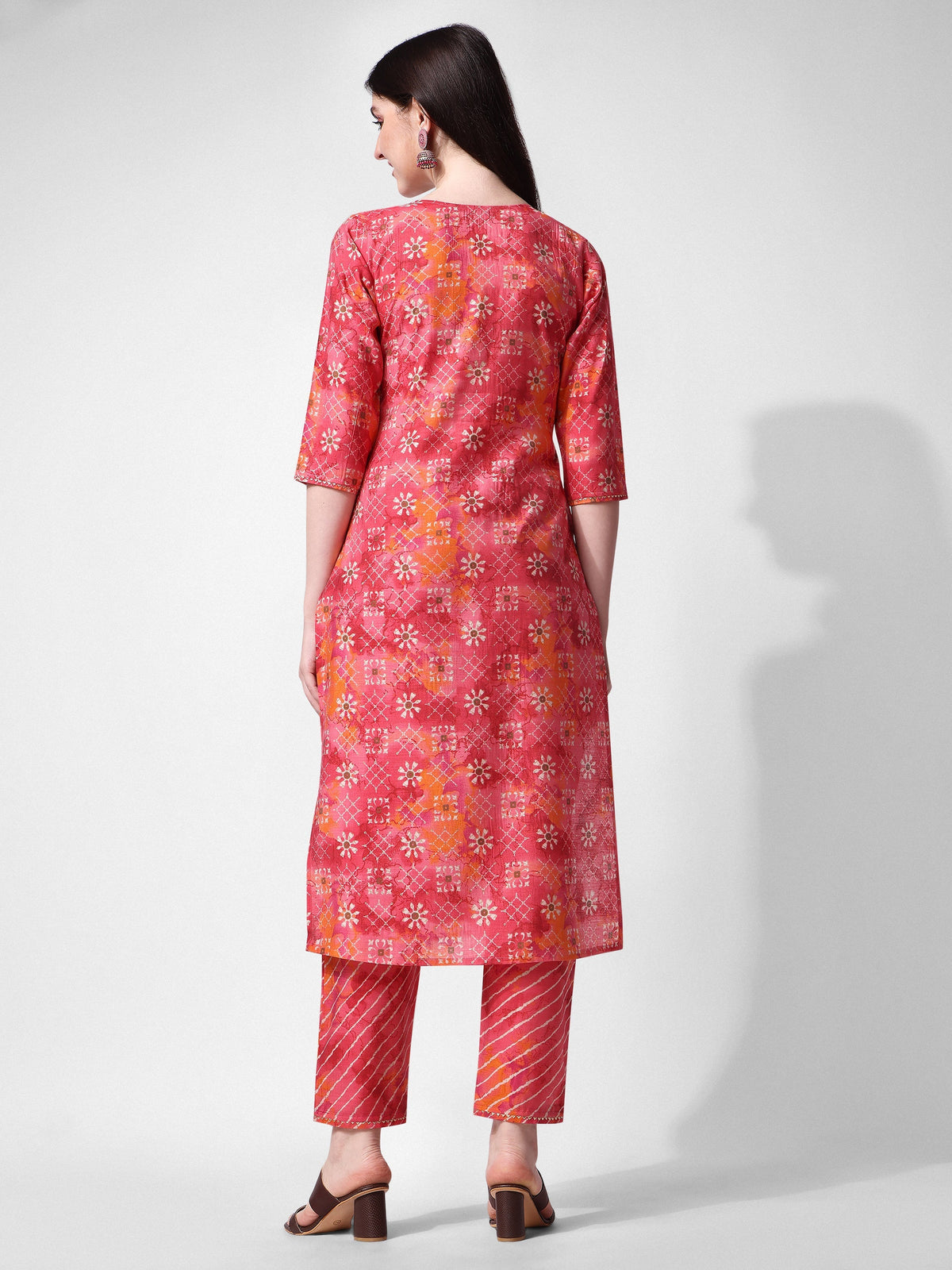 Printed & Embroidered Kurta With Pant & Dupatta Set, Multicolor - Hiral Fashion | Grocsy