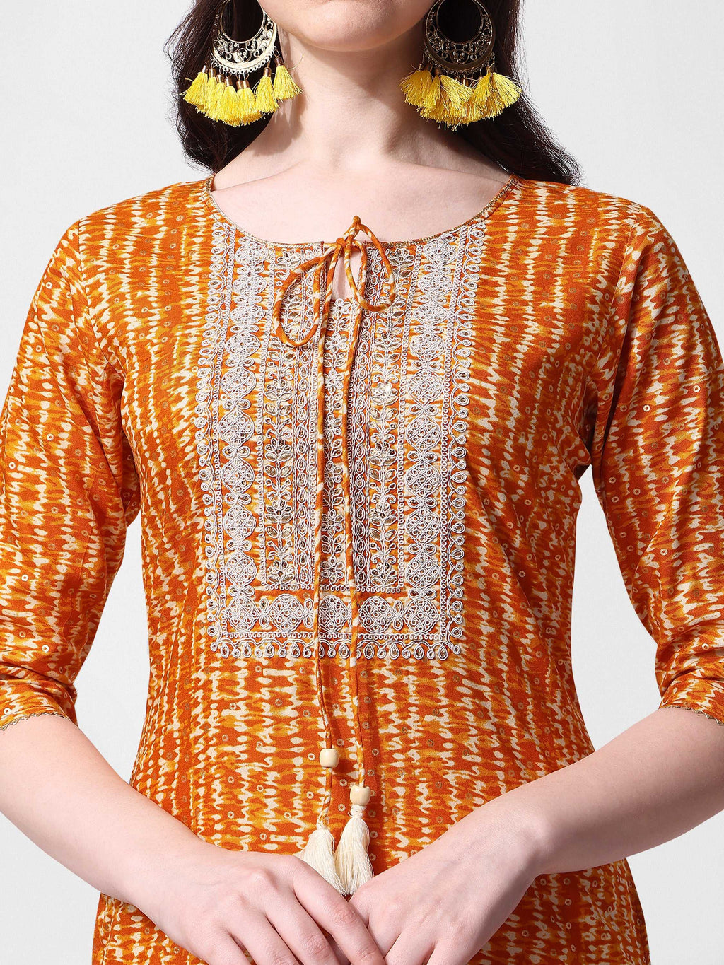 Shibori Printed And Embroidered Kurta, Multicolor - Hiral Fashion | Grocsy