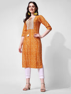 Shibori Printed And Embroidered Kurta, Multicolor - Hiral Fashion | Grocsy