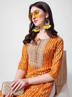Shibori Printed And Embroidered Kurta, Multicolor - Hiral Fashion | Grocsy