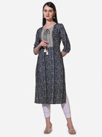 Shibori Printed And Embroidered Kurta, Multicolor - Hiral Fashion | Grocsy