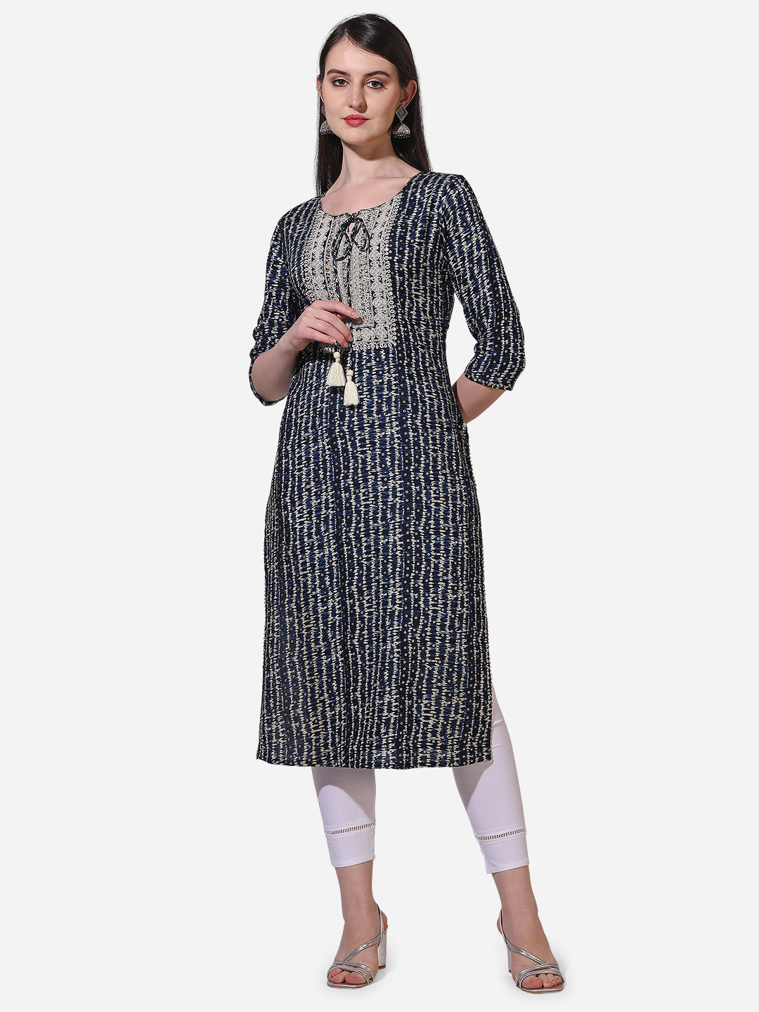 Shibori Printed And Embroidered Kurta, Multicolor - Hiral Fashion | Grocsy