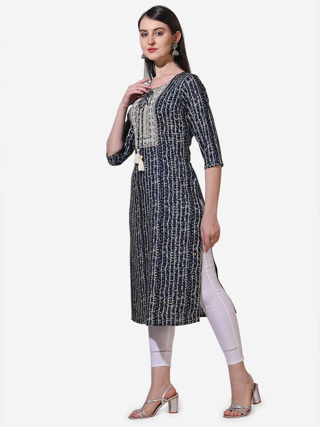 Shibori Printed And Embroidered Kurta, Multicolor - Hiral Fashion | Grocsy