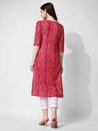 Shibori Printed And Embroidered Pink Kurta, Multicolor - Hiral Fashion | Grocsy