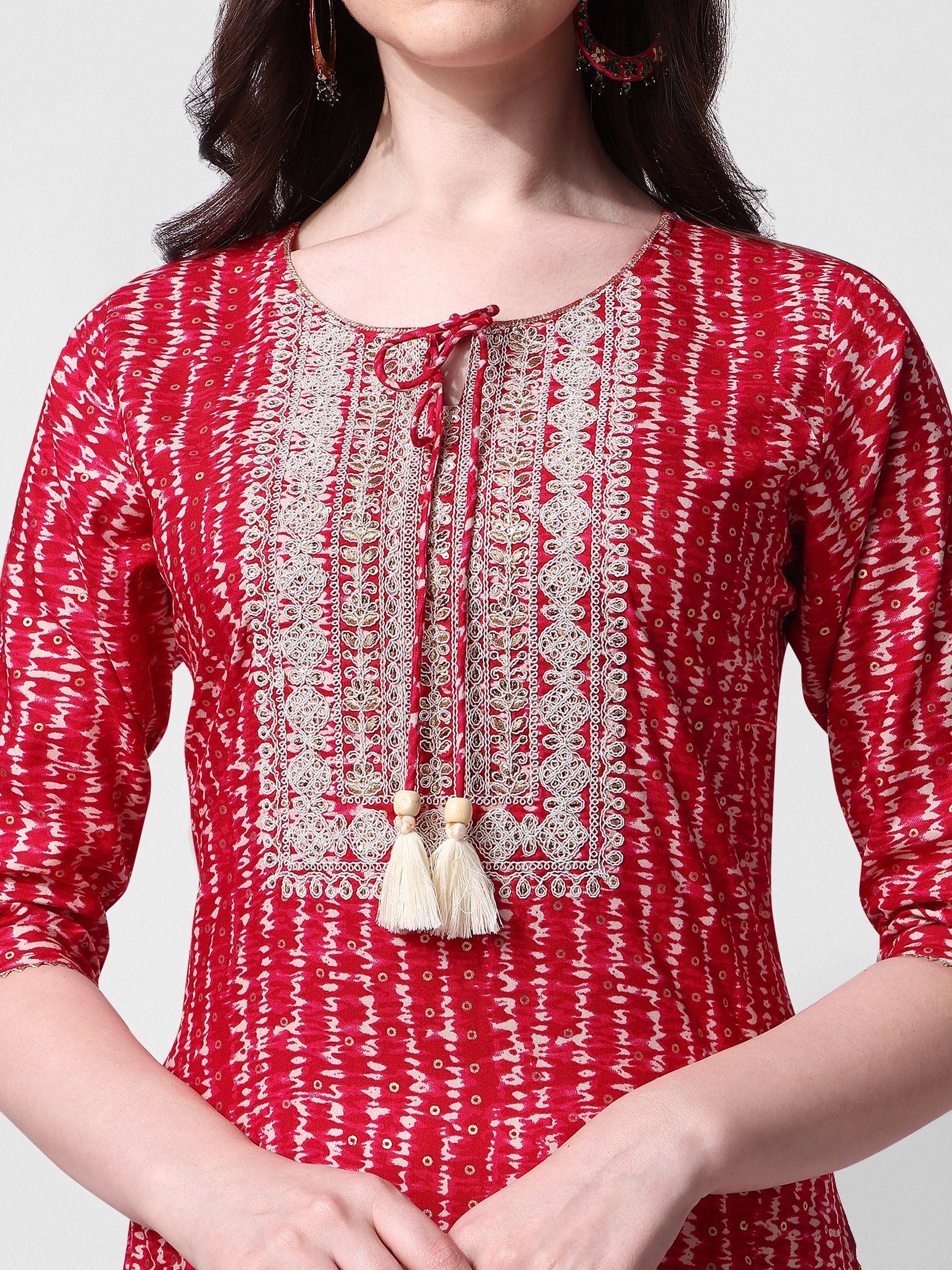 Shibori Printed And Embroidered Pink Kurta, Multicolor - Hiral Fashion | Grocsy