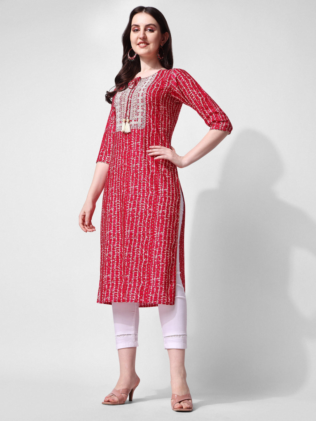 Shibori Printed And Embroidered Pink Kurta, Multicolor - Hiral Fashion | Grocsy