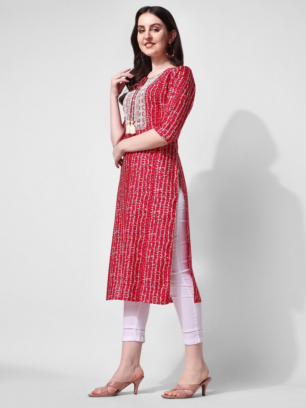 Shibori Printed And Embroidered Pink Kurta, Multicolor - Hiral Fashion | Grocsy