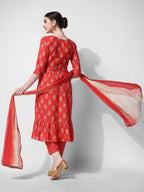 Nayra Cut Embroidered Kurta With Pant, Dupatta & Embroidered Belt Set, Multicolor - Hiral Fashion | Grocsy