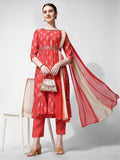 Nayra Cut Embroidered Kurta With Pant, Dupatta & Embroidered Belt Set, Multicolor - Hiral Fashion | Grocsy