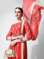Nayra Cut Embroidered Kurta With Pant, Dupatta & Embroidered Belt Set, Multicolor - Hiral Fashion | Grocsy