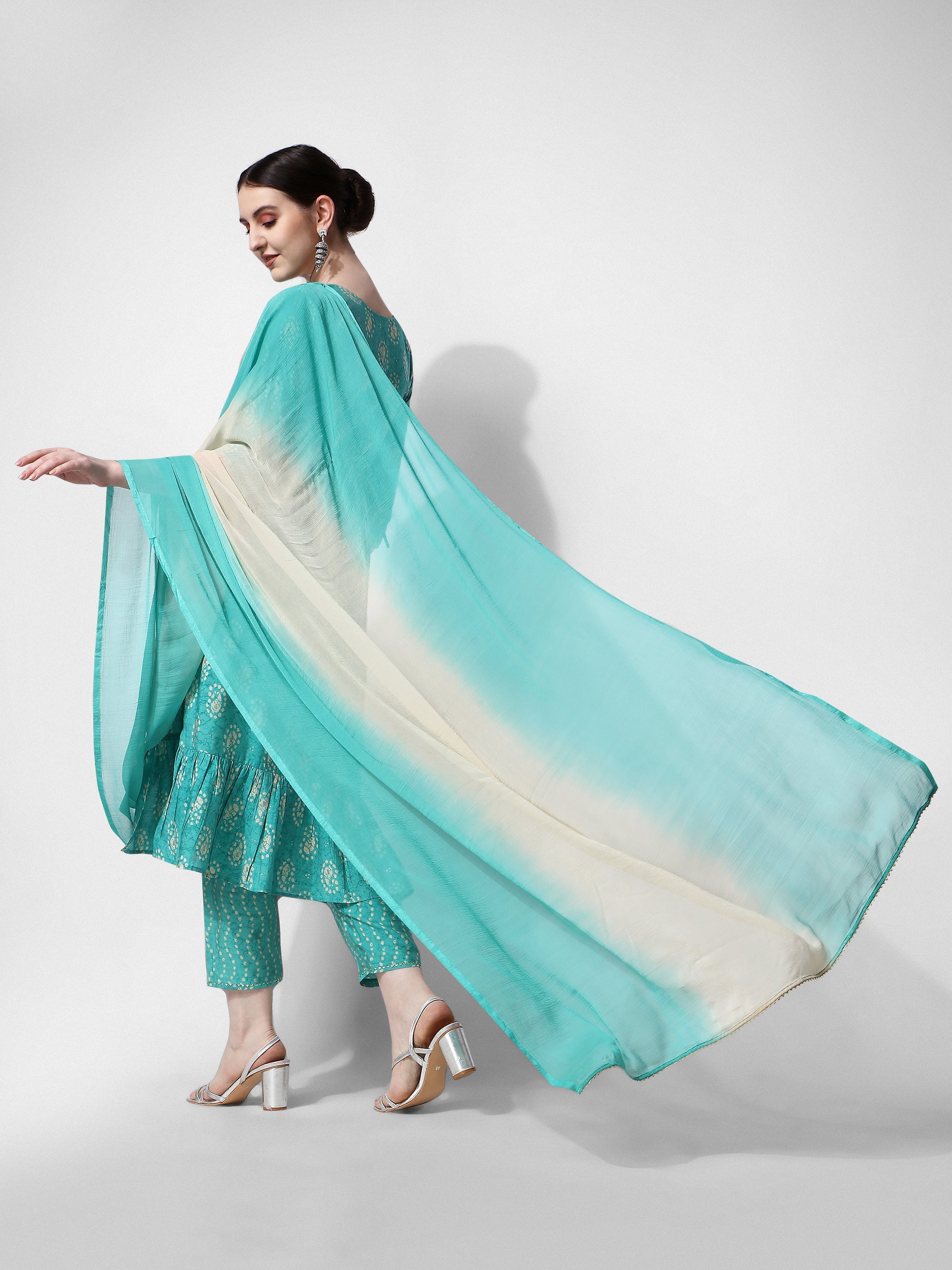 Nayra Cut Embroidered Kurta With Pant, Dupatta & Embroidered Belt Set, Multicolor - Hiral Fashion | Grocsy