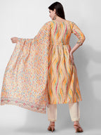 Nayra Cut Embroidered Kurta With Pant And Dupatta Set, Multicolor - Hiral Fashion | Grocsy