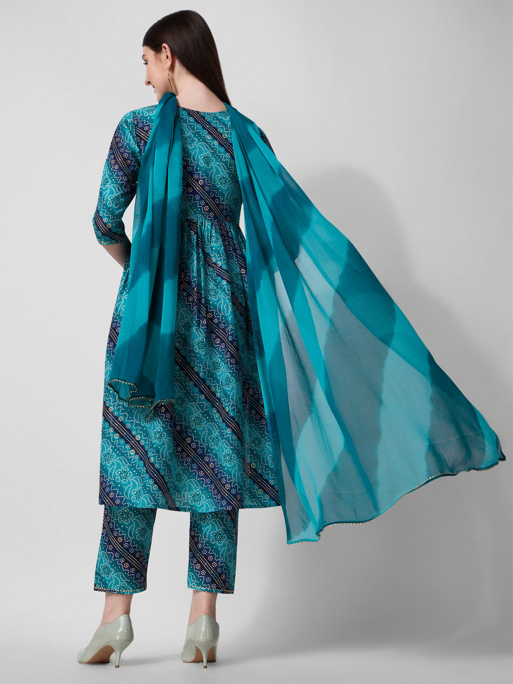 Embroidered & Printed Kurta With Pant And Dupatta Set, Multicolor - Hiral Fashion | Grocsy