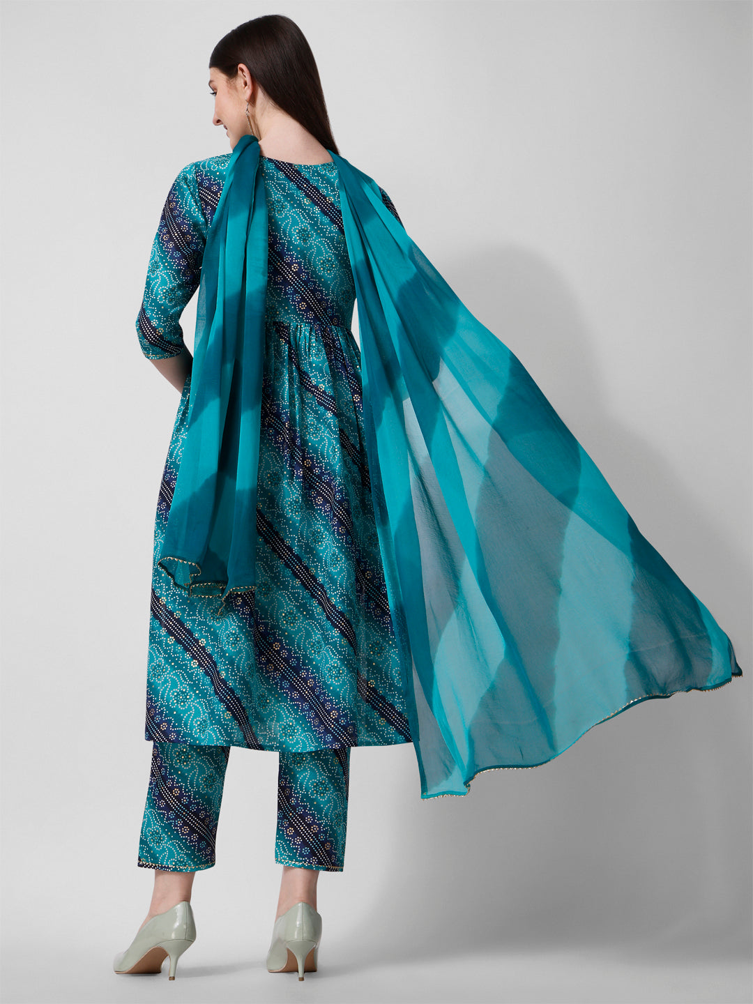 Embroidered & Printed Kurta With Pant And Dupatta Set, Multicolor - Hiral Fashion | Grocsy