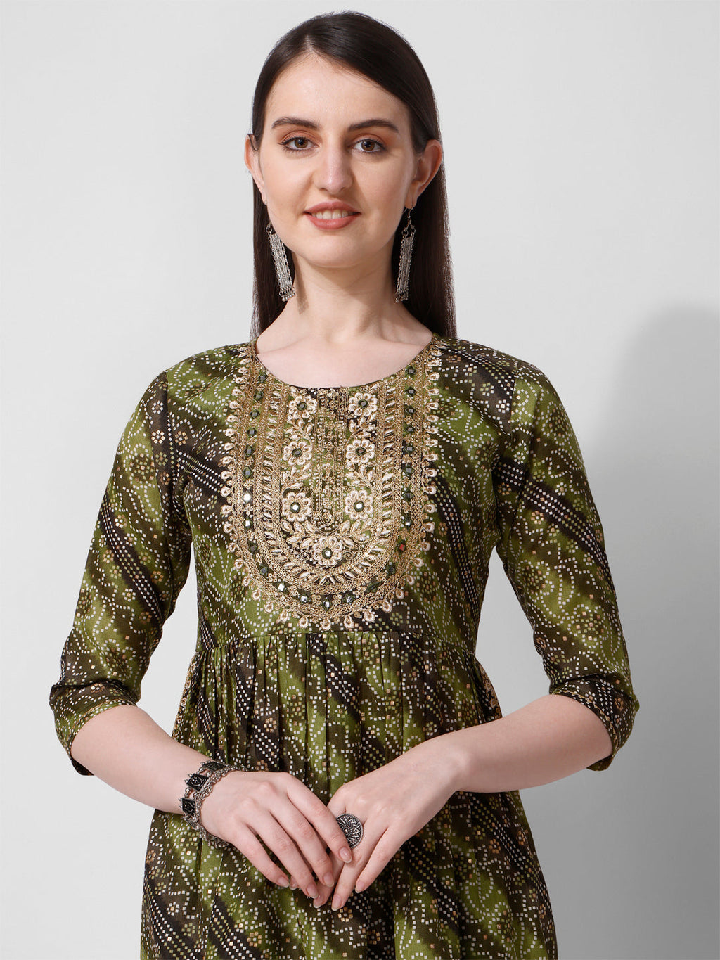 Green Printed Straight Cut Kurta With Cotton Pant Set, Multicolor - Hiral Fashion | Grocsy