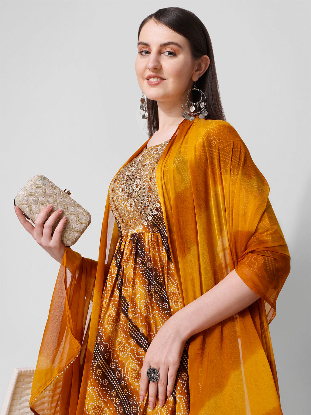 Embroidered & Printed Kurta With Pant And Dupatta Set, Multicolor - Hiral Fashion | Grocsy