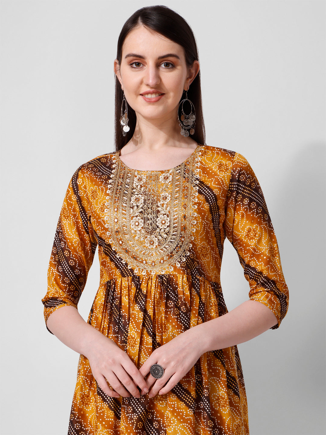Embroidered & Printed Kurta With Pant And Dupatta Set, Multicolor - Hiral Fashion | Grocsy