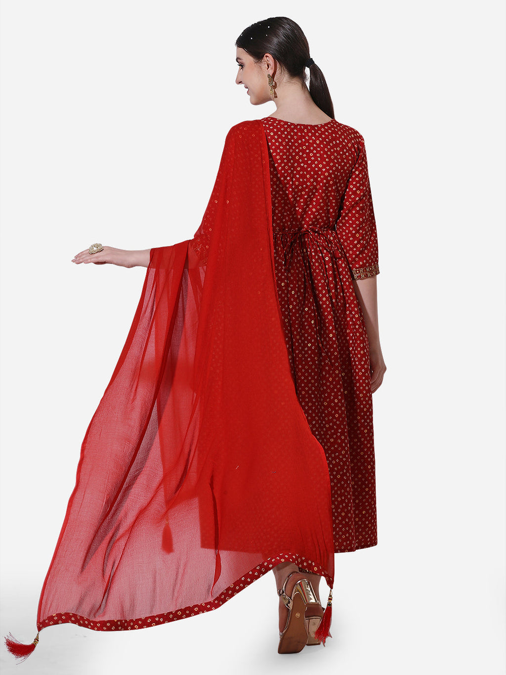 Printed & Embroidered Kurta With Pant & Dupatta Set, Multicolor - Hiral Fashion | Grocsy