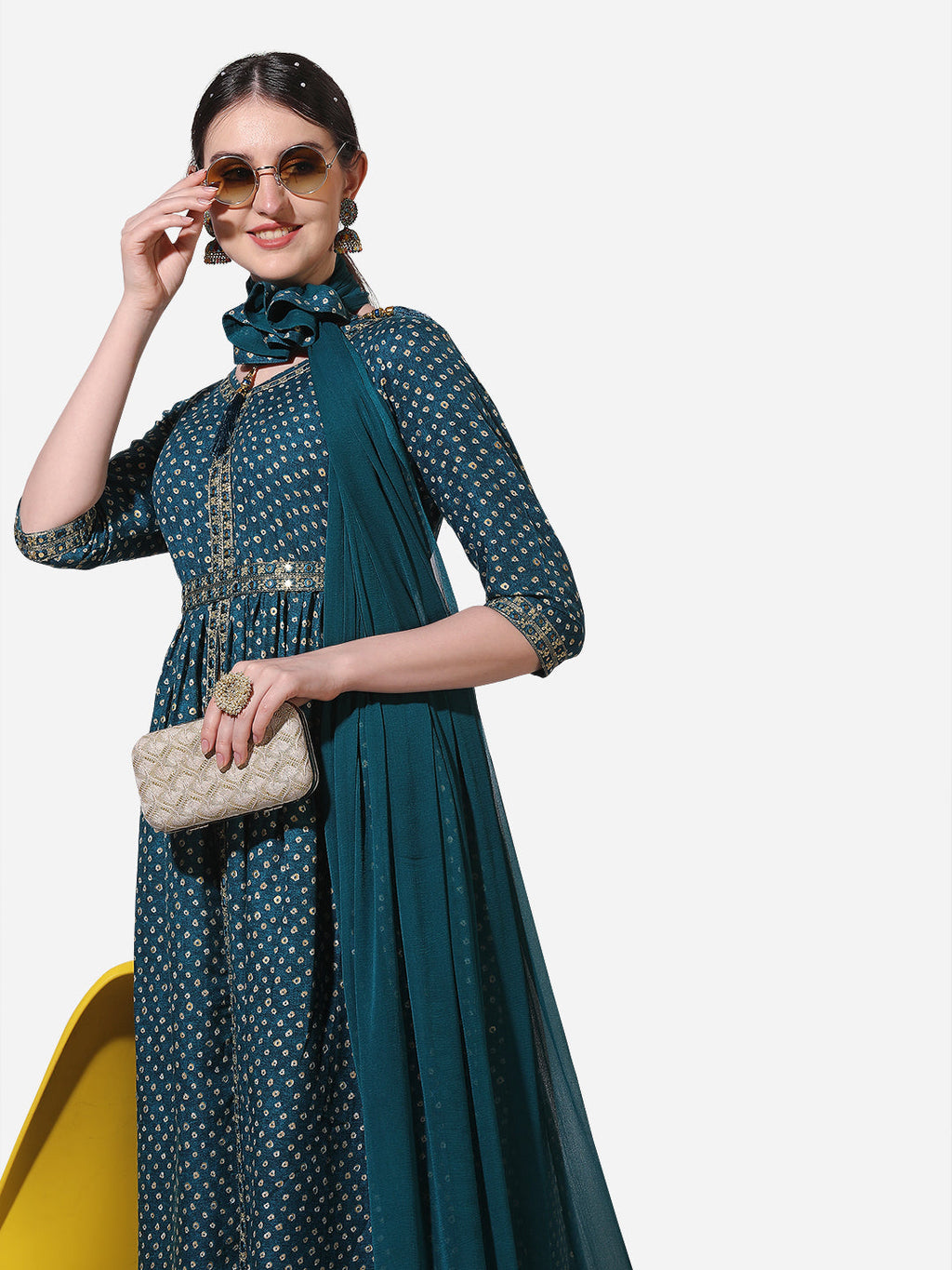 Embroidered Kurta With Pant And Dupatta Set, Multicolor - Hiral Fashion | Grocsy