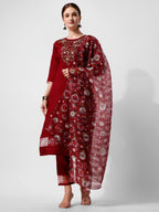 Embroidered Kurta With Pant And Printed Dupattaset, Multicolor - Hiral Fashion | Grocsy