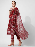 Embroidered Kurta With Pant And Printed Dupattaset, Multicolor - Hiral Fashion | Grocsy