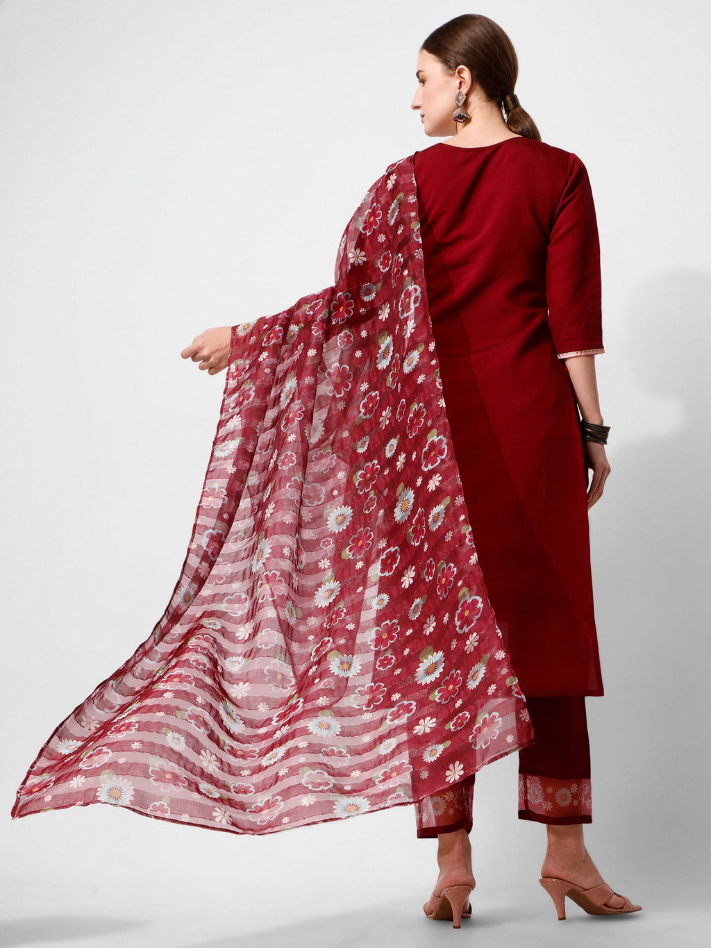 Embroidered Kurta With Pant And Printed Dupattaset, Multicolor - Hiral Fashion | Grocsy