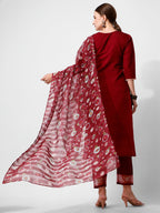 Embroidered Kurta With Pant And Printed Dupattaset, Multicolor - Hiral Fashion | Grocsy