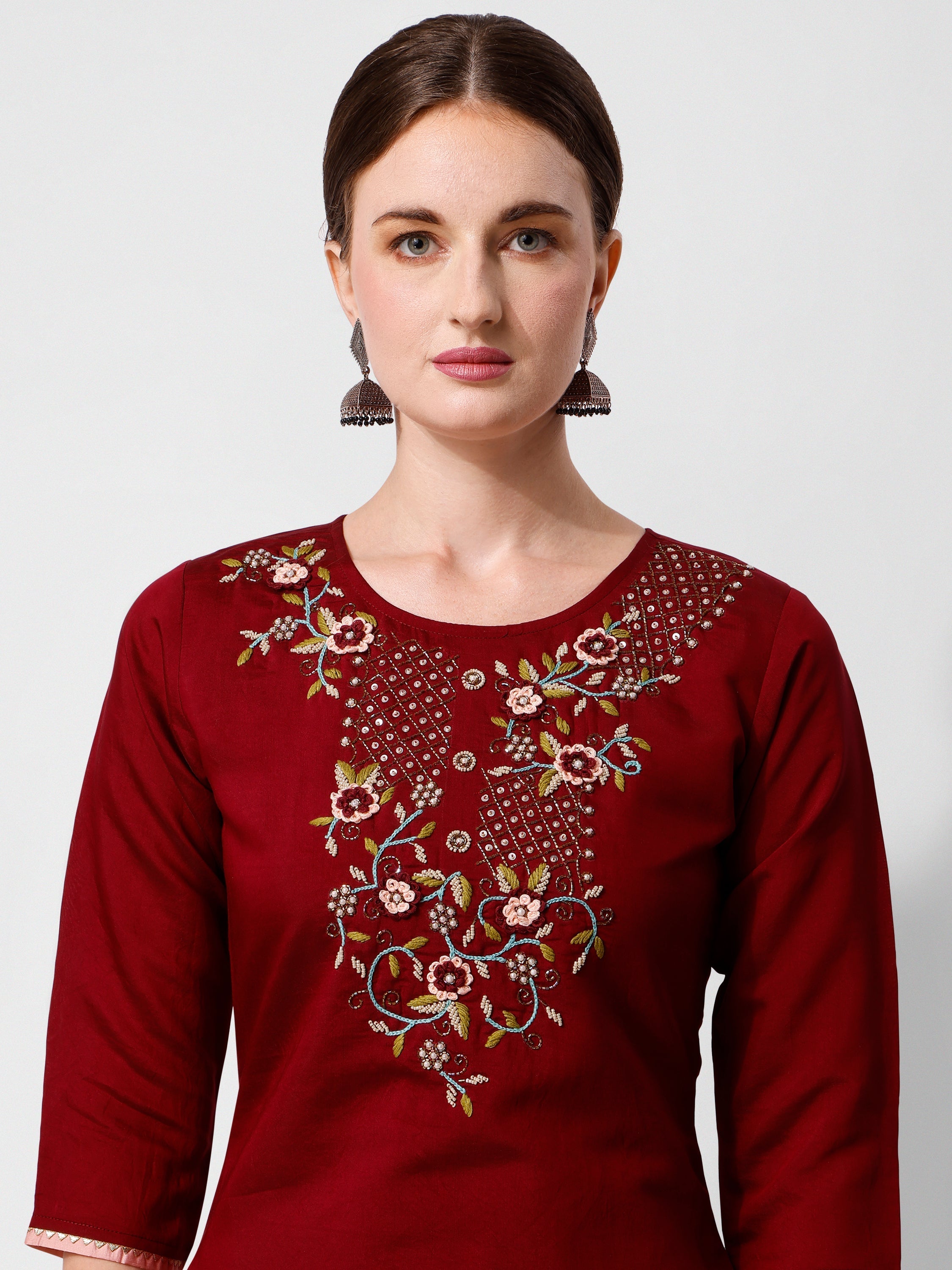 Embroidered Kurta With Pant And Printed Dupattaset, Multicolor - Hiral Fashion | Grocsy