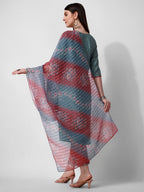 Blue Embroidered Kurta Pant & Printed Dupatta Set, Multicolor - Hiral Fashion | Grocsy