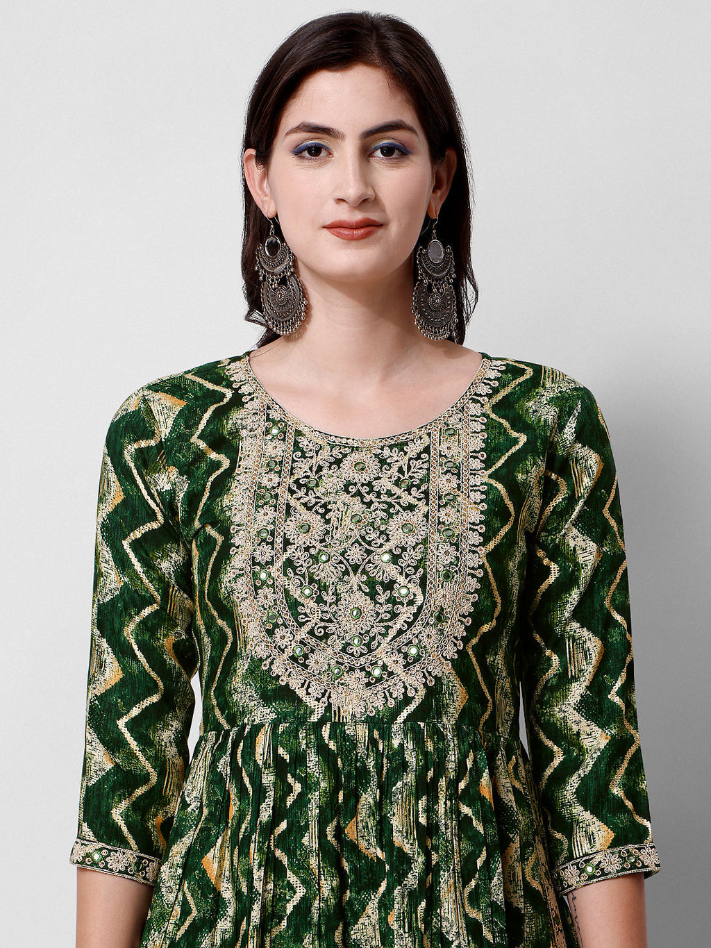 Nayra Cut Printed And Embroidered Kurta With Pant & Dupatta Set, Multicolor - Hiral Fashion | Grocsy