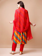 Nyra Cut Embroidered Multi Coloured Kurta With Pant & Dupatta, Multicolor - Hiral Fashion | Grocsy