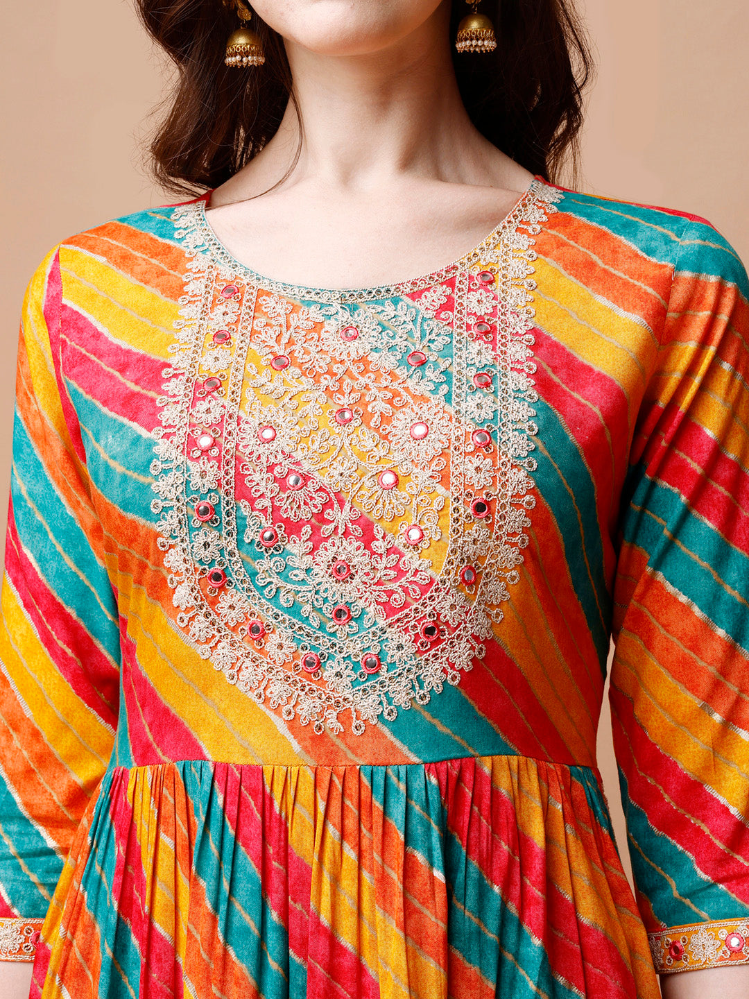 Nyra Cut Embroidered Multi Coloured Kurta With Pant & Dupatta, Multicolor - Hiral Fashion | Grocsy