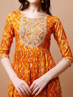 Nyra Cut Embroidered & Chevron Printed Kurta With Pant & Dupatta, Multicolor - Hiral Fashion | Grocsy