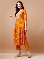 Nyra Cut Embroidered & Chevron Printed Kurta With Pant & Dupatta, Multicolor - Hiral Fashion | Grocsy