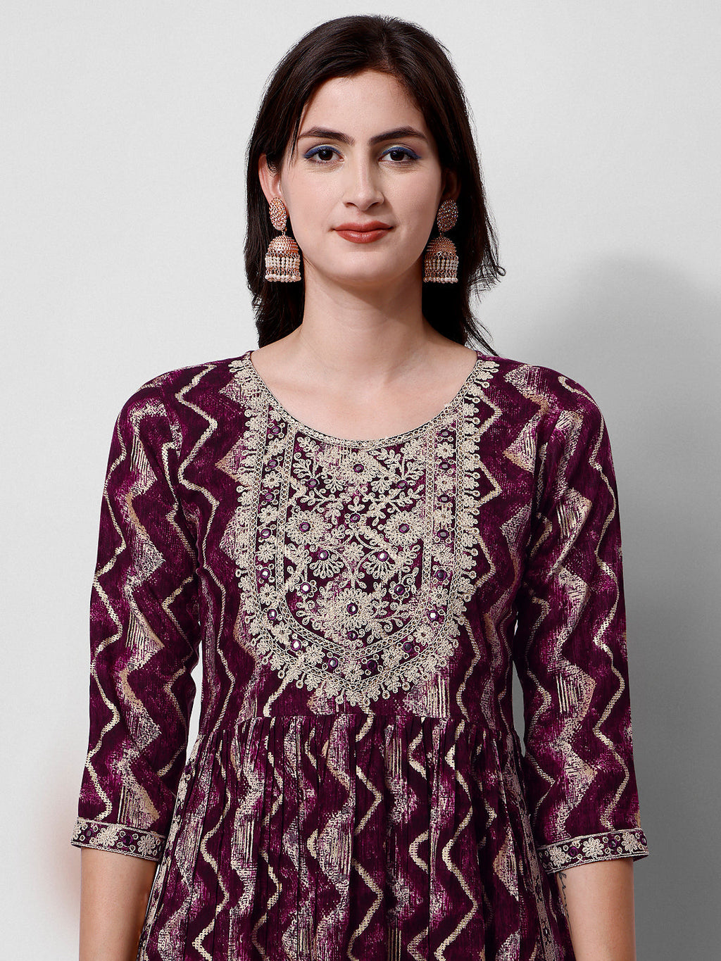 Nayra Cut Printed And Embroidered Kurta With Pant & Dupatta Set, Multicolor - Hiral Fashion | Grocsy