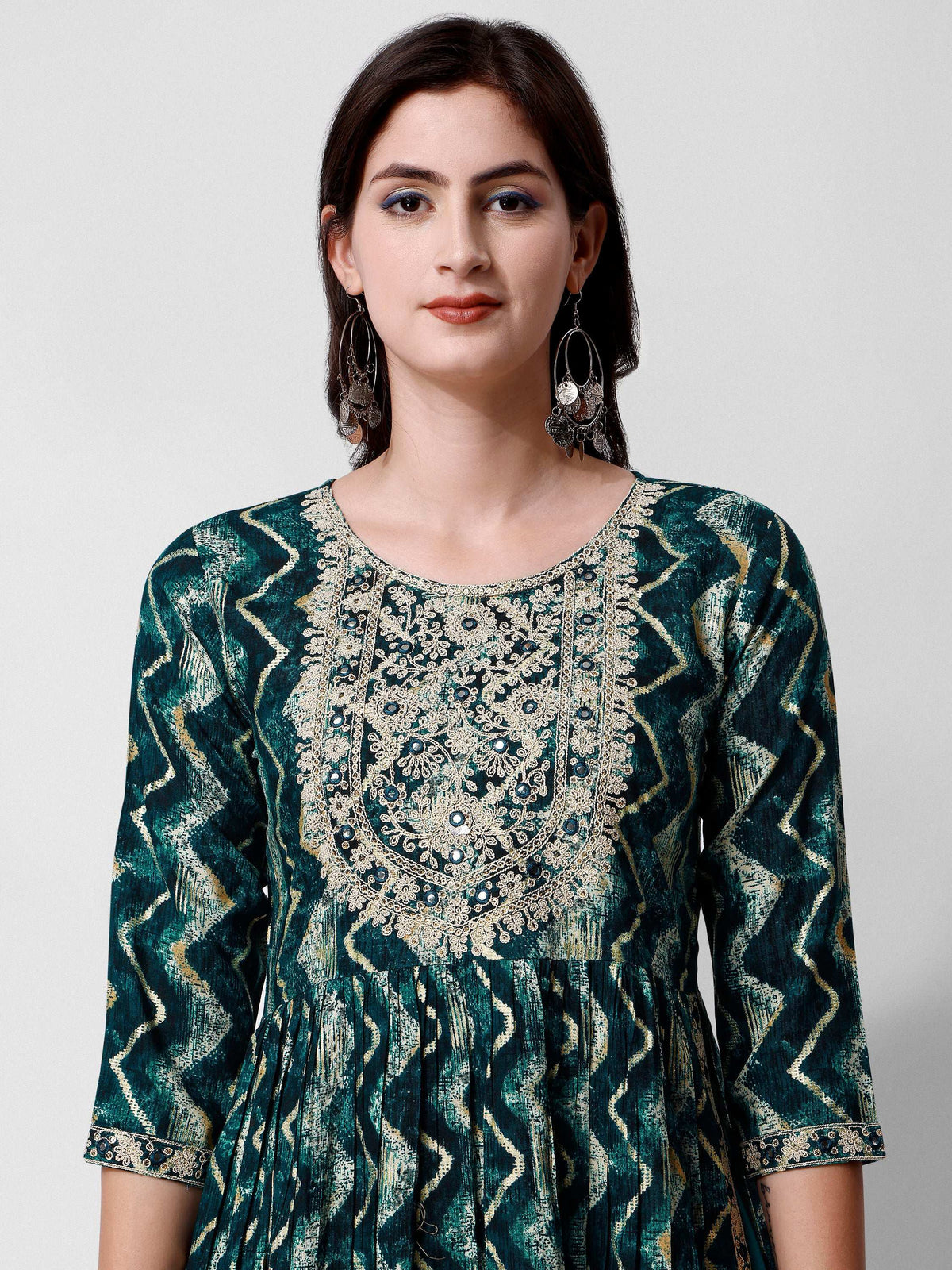 Nayra Cut Printed And Embroidered Kurta With Pant & Dupatta Set, Multicolor - Hiral Fashion | Grocsy