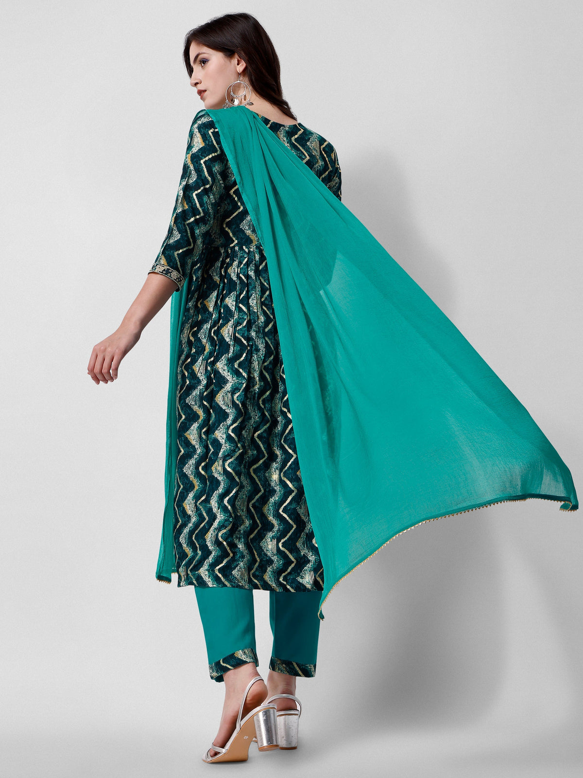 Nayra Cut Printed And Embroidered Kurta With Pant & Dupatta Set, Multicolor - Hiral Fashion | Grocsy