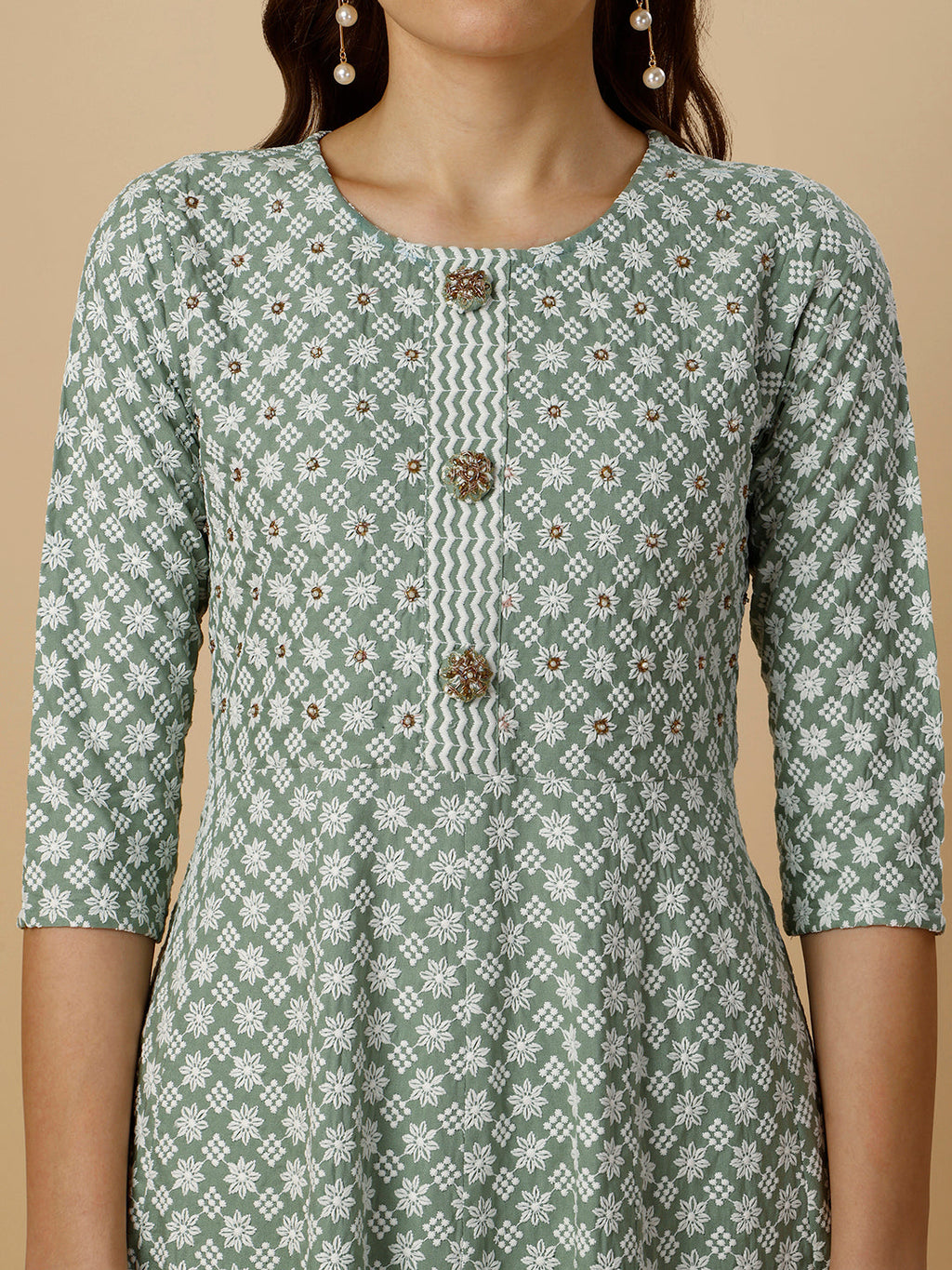 Lucknowi Embroidered Anarkali Kurta With Pant & Dupatta Set, Multicolor - Hiral Fashion | Grocsy