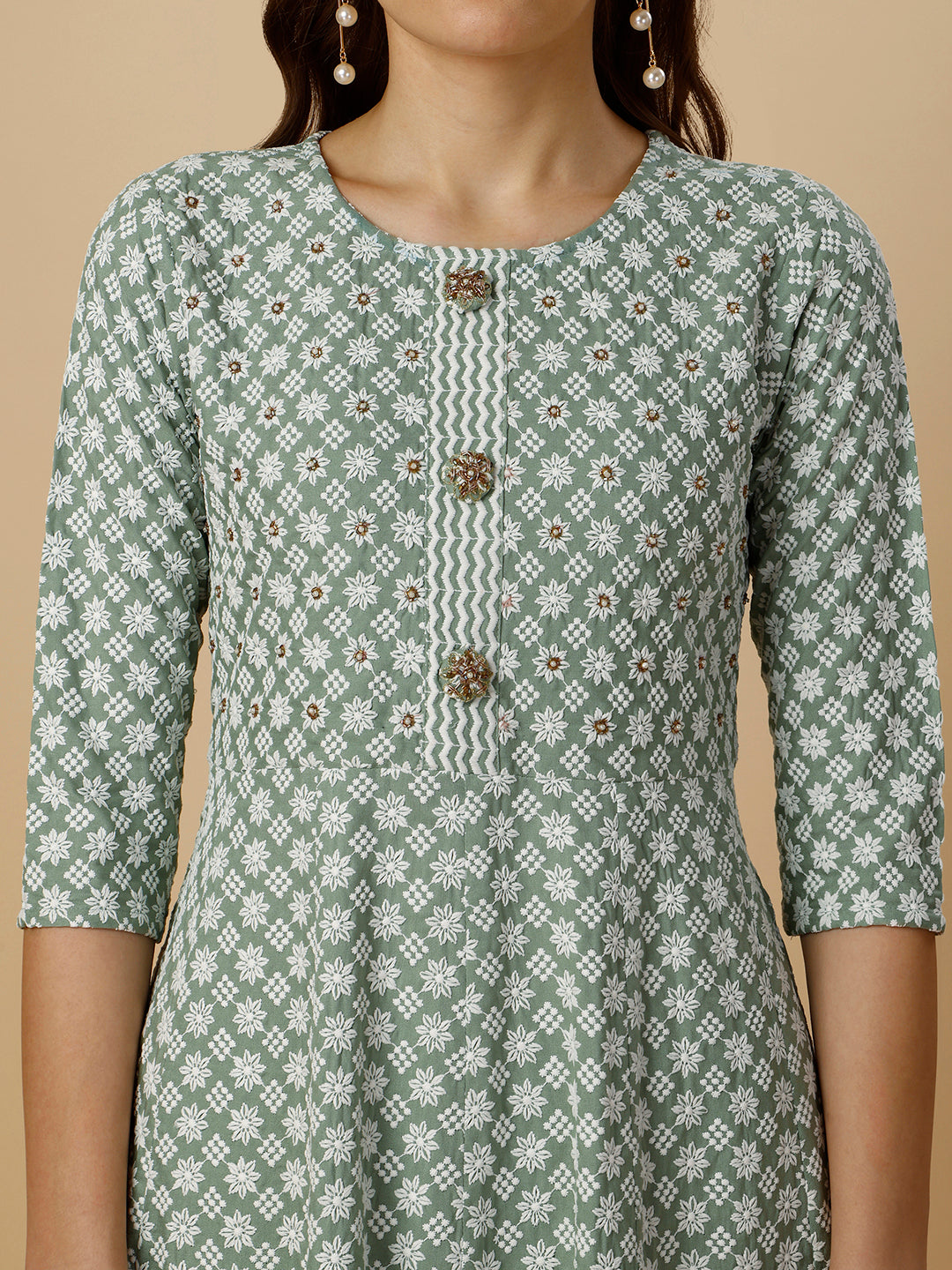 Lucknowi Embroidered Anarkali Kurta With Pant & Dupatta Set, Multicolor - Hiral Fashion | Grocsy